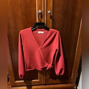 Texture & Thread Madewell Red Wrap Sweater Size XSmall